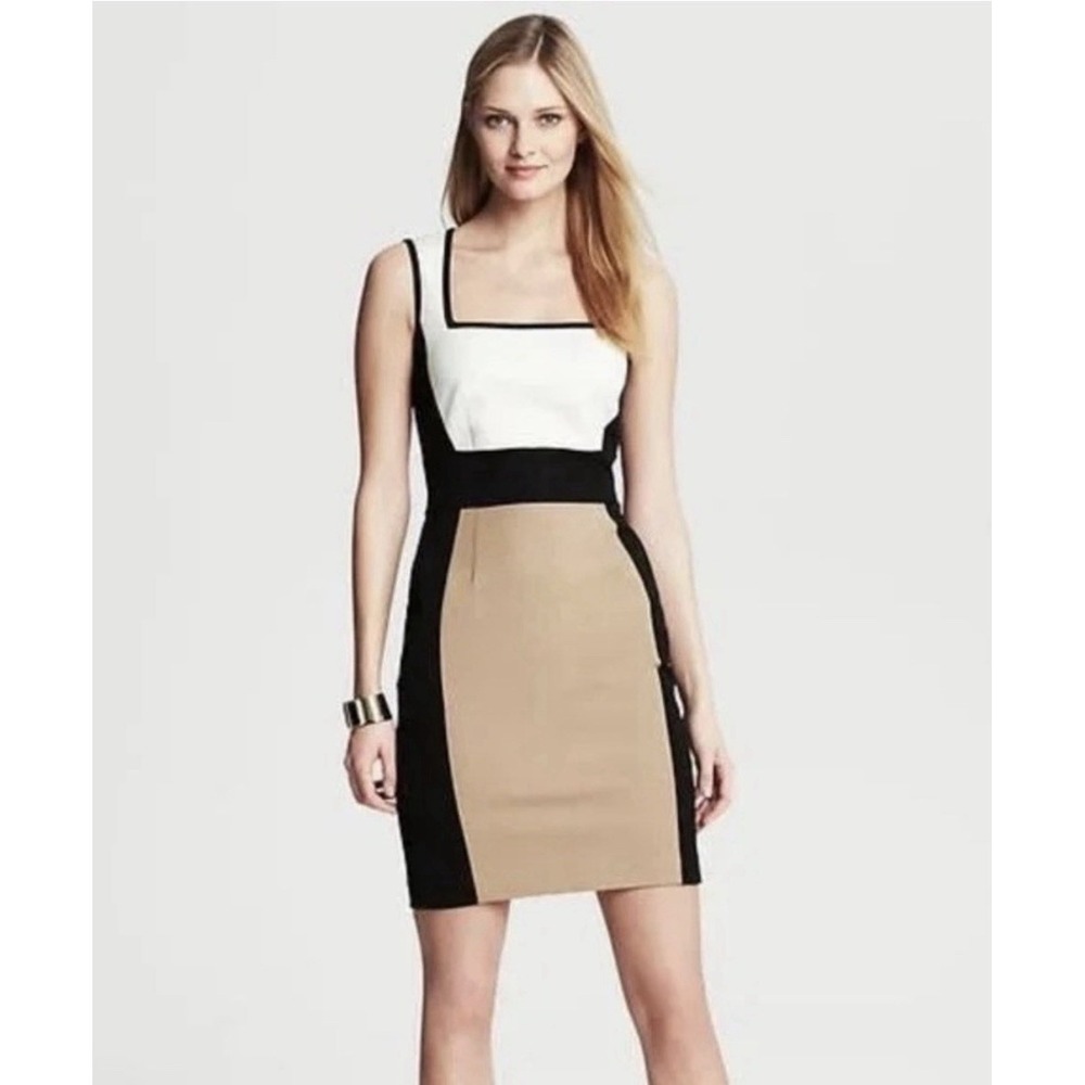 Banana Republic Sloan Colorblock Sleeveless Sheath Dress Square Neck Size 6 New